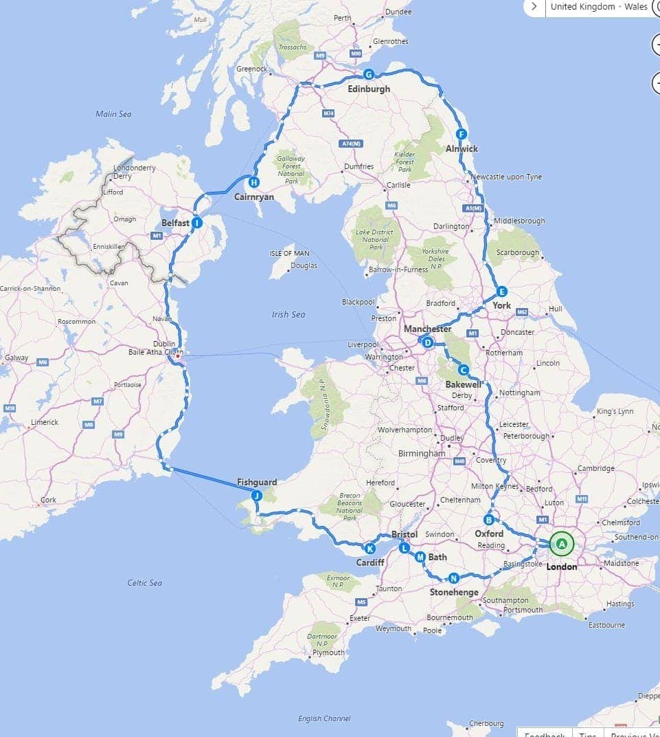 london road trip itinerary