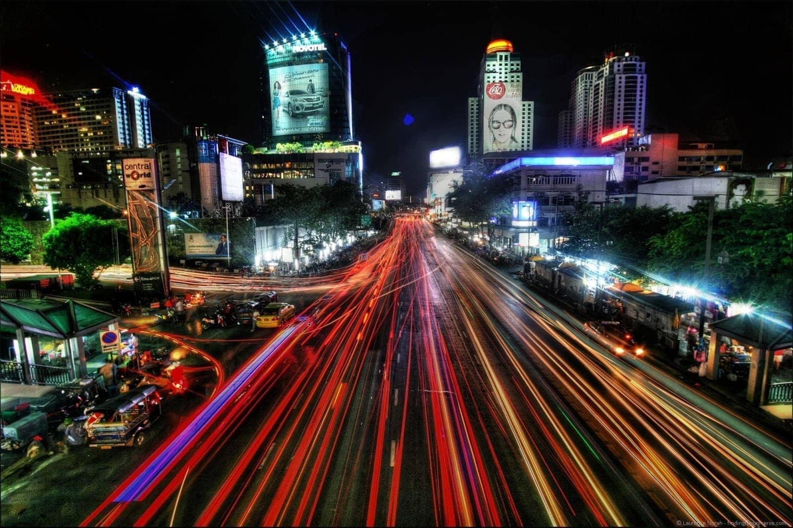 Bangkok traffic night scene