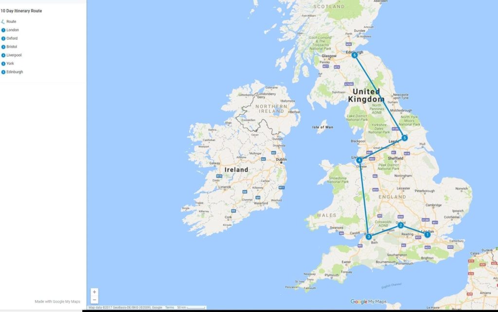 uk tour itinerary