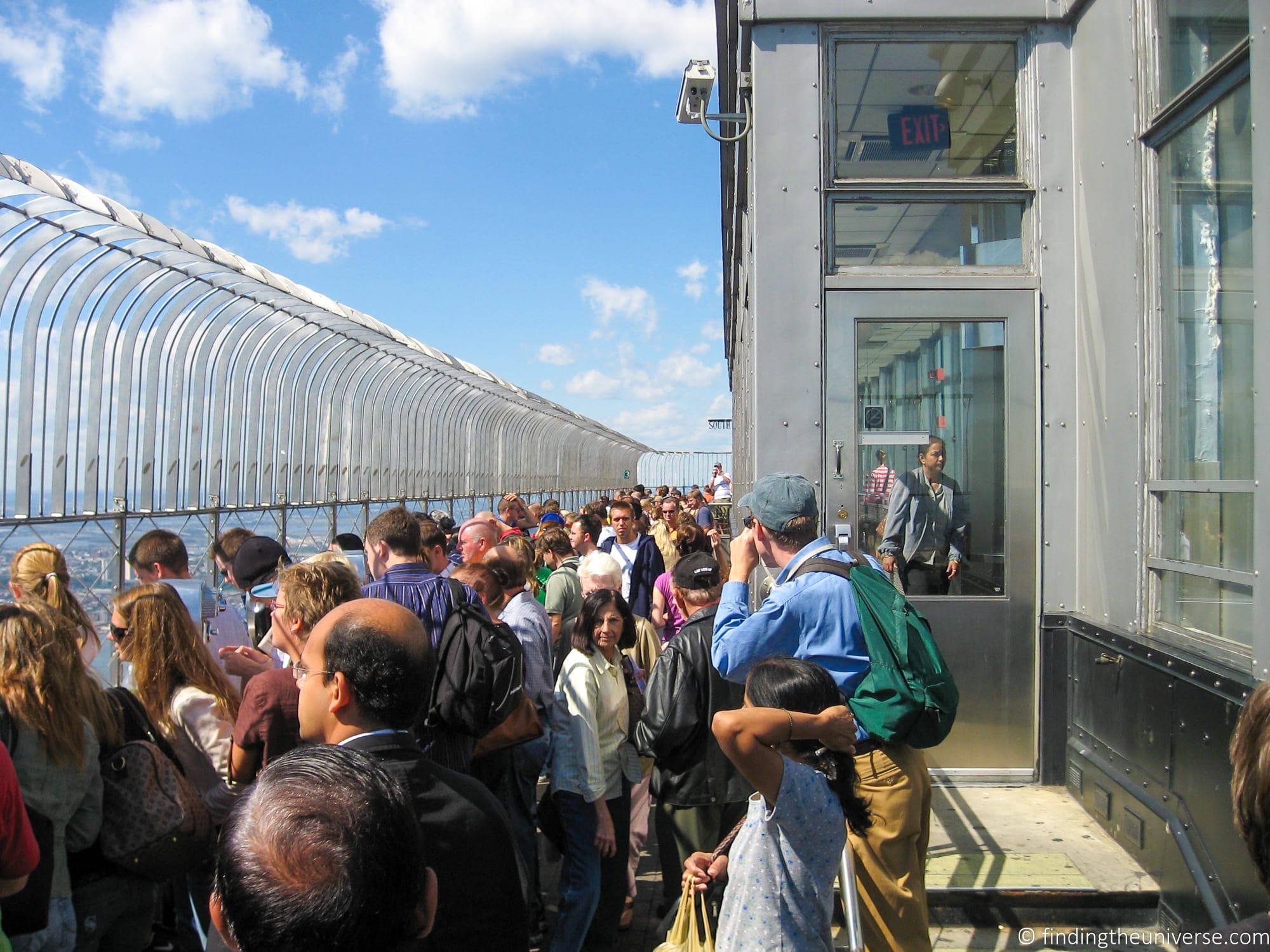 Crowds on observation deck at Empire State Building