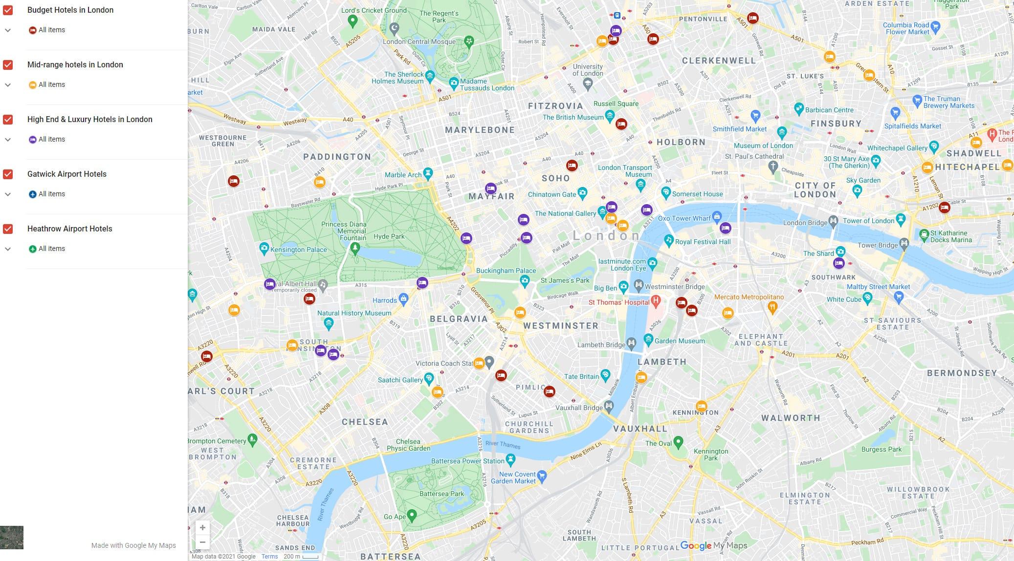 Map Of London Hotels Ricky Christal