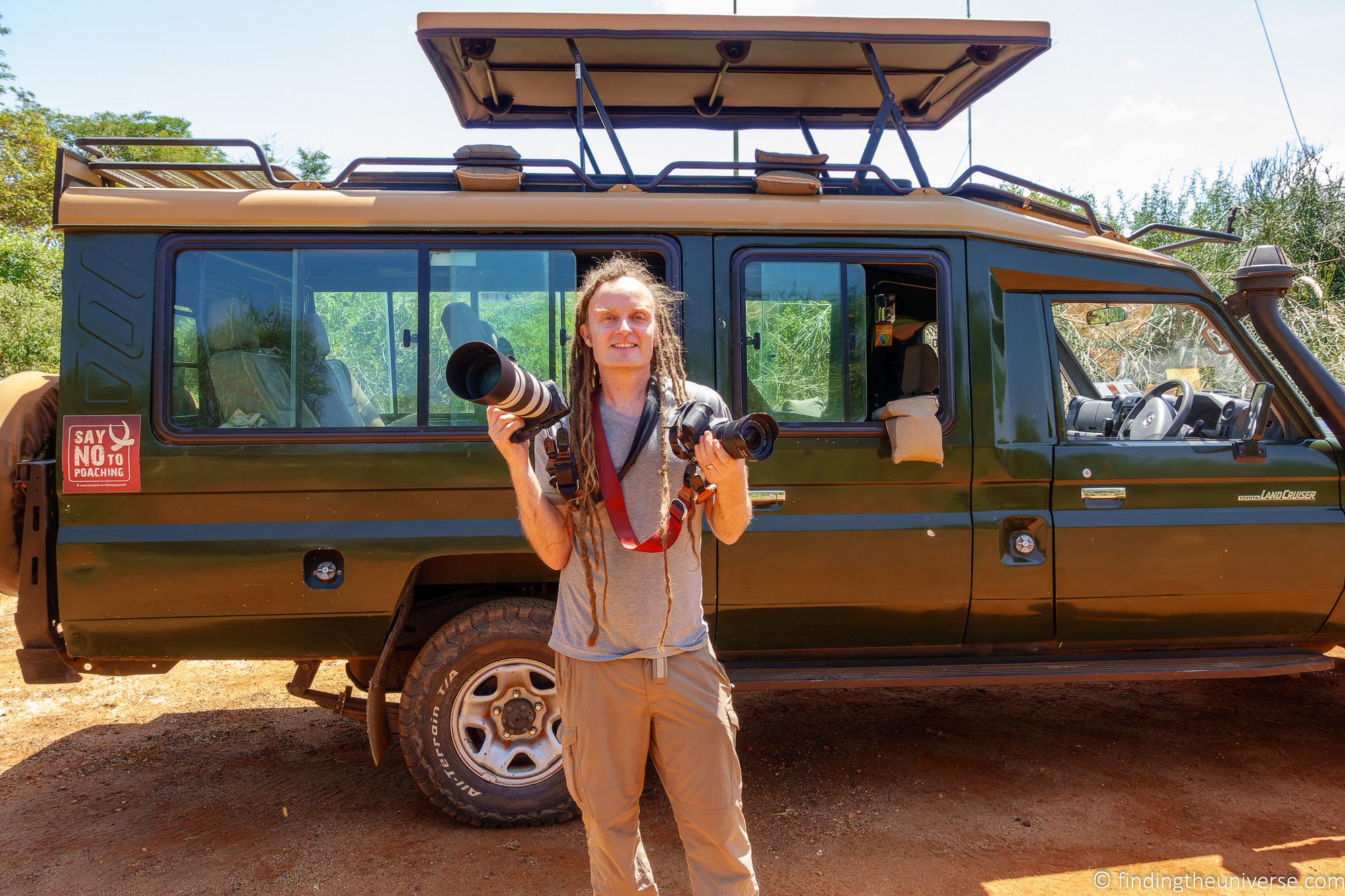 Laurence with cameras on safari